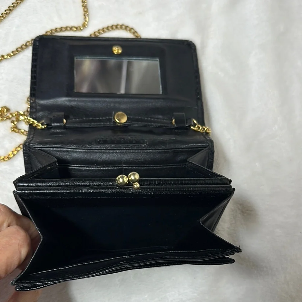 Perry Ellis Black and Gold Crossbody Bag with Chain Strap